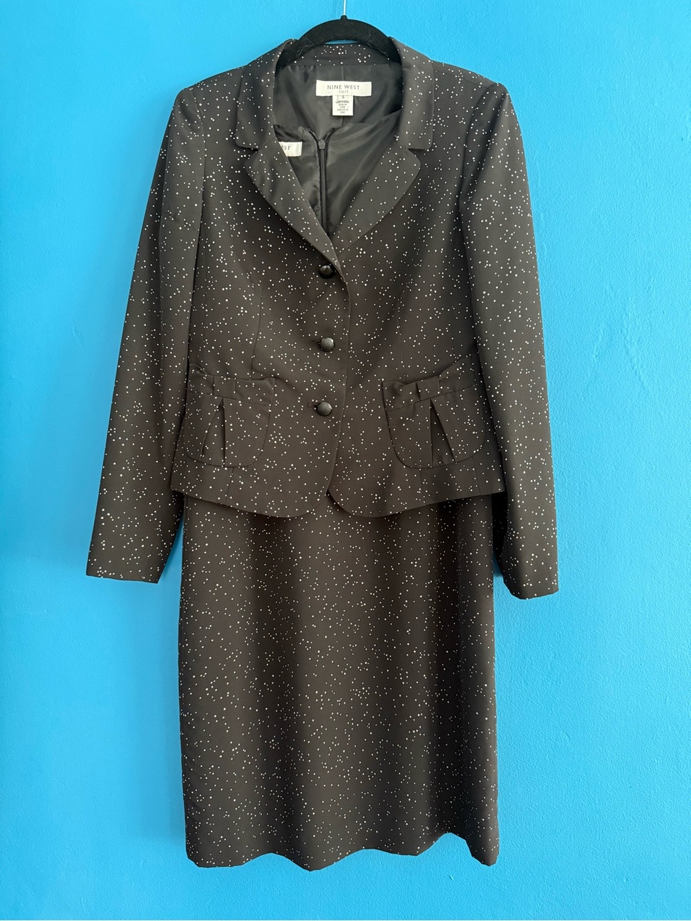 Nine West Black Speckled Women's Suit Jacket & Skirt Set